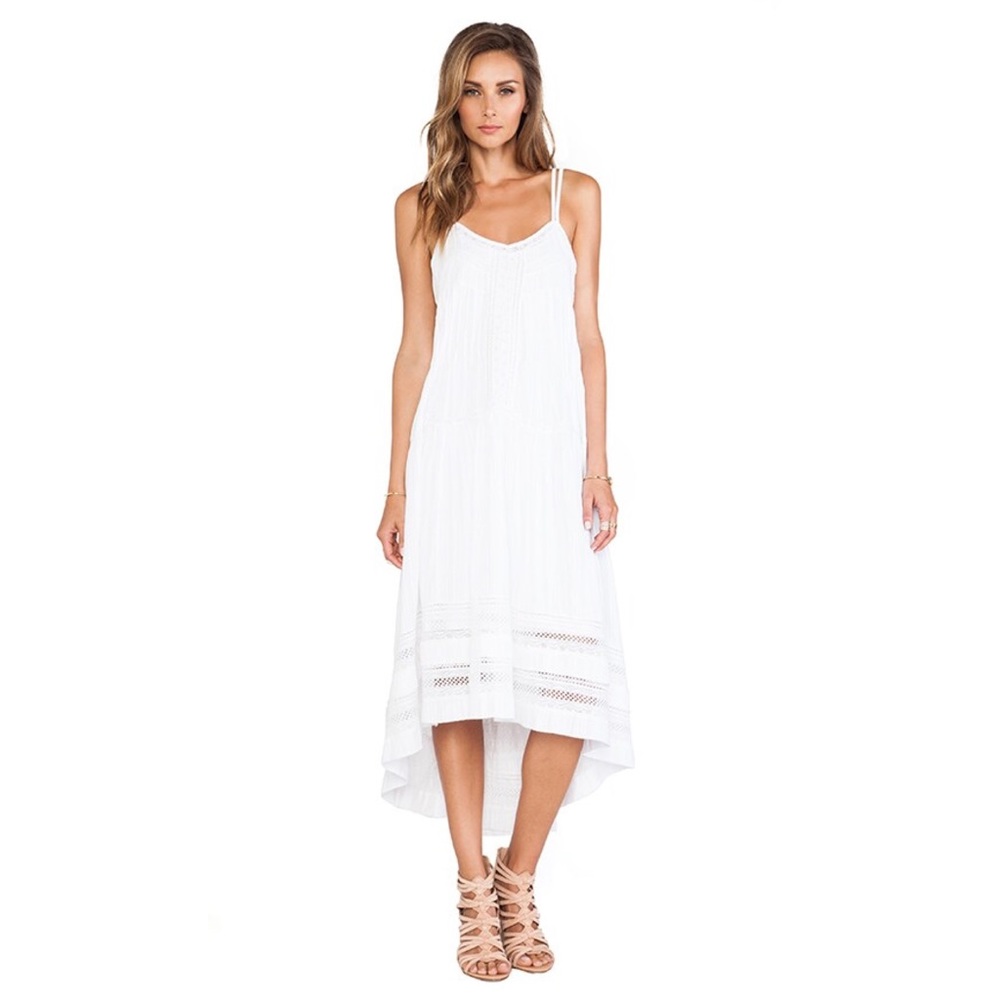 d.RA | Cindy Boho White Cotton Lace Crochet Midi Dress